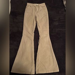tan corduroy flare pants
